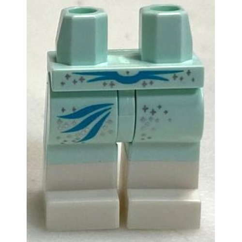 Деталь LEGO 970c00pb1334 Hips and Legs with White Boots, Silver Stars, Metallic Light Blue Curved Stripes Pattern (BAM)