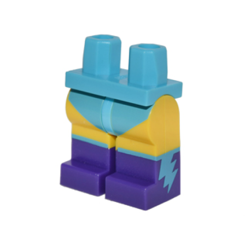 Деталь LEGO 970c03pb30 Hips and Yellow Legs with Medium Azure Leotard and Dark Purple Boots with Medium Azure Lightning Bolts Pattern