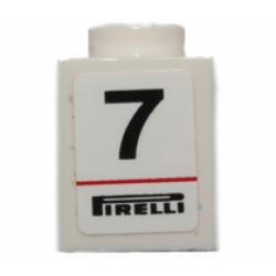 Brick 1 x 1 with Black Number 7 and Pirelli Logo Pattern (Sticker) - Set 30192 Brick 1 x 1 with Black Number 7 and Pirelli Logo Pattern (Sticker) - Set 30192