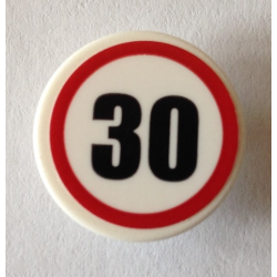 Road Sign 2 x 2 Round with Clip with Black '30' in Red Circle Pattern (Sticker) - Set 40170