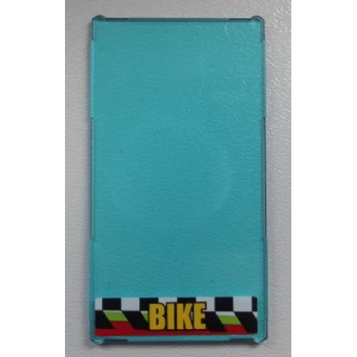 Деталь LEGO 57895pb021 Glass for Window 1 x 4 x 6 with 'BIKE' on Checkered Background Pattern (Sticker) - Set 60026