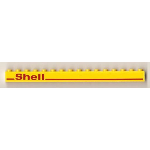 Деталь LEGO 2465pb07 Brick 1 x 16 with Red Line and 'Shell' Left Pattern (Sticker) - Set 1256
