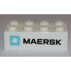 Brick 2 x 4 with Maersk Logo on White Background Pattern (Sticker) - Set 10241
