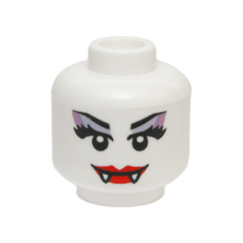 Деталь LEGO 3626pb1404 Minifigure, Head Alien Female Vampire with Red Lips, Fangs, and Lavender and Medium Lavender Eye Shadow Pattern