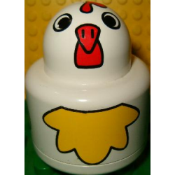 Primo Brick, Round Rattle 1 x 1 with Chicken Pattern