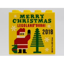 Brick 2 x 4 x 3 with LEGOLAND Dubai 2018 Merry Christmas Pattern