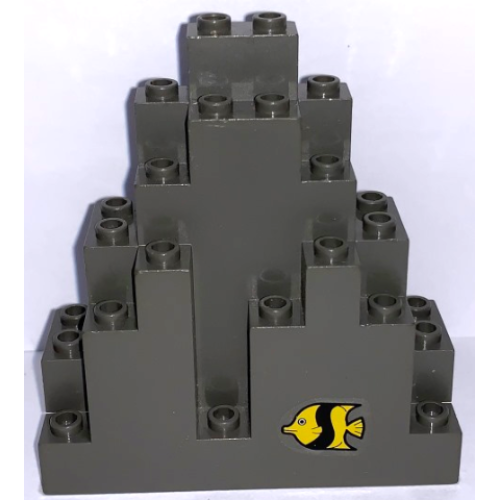 Деталь LEGO 6083pb11 Rock Panel 3 x 8 x 7 Triangular (LURP) with Large Fish Pattern (Sticker) - Set 6560