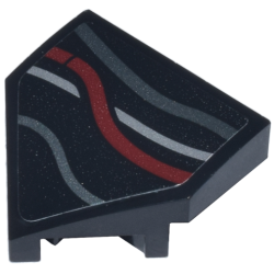 Wedge 2 x 2 x 2/3 Pointed with Dark Red, Silver, and Dark Silver Wires Pattern Model Left Side (Sticker) - Set 75398
