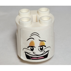 Brick, Round 2 x 2 x 2 Robot Body with Bottom Axle Holder (x Shape / + Orientation) with Open Mouth Smile Lumière {Lumiere} Face Pattern (Sticker) - Set TRULUMIERE Brick, Round 2 x 2 x 2 Robot Body with Bottom Axle Holder (x Shape / + Orientation) with Open Mouth Smile Lumière {Lumiere} Face Pattern (Sticker) - Set TRULUMIERE