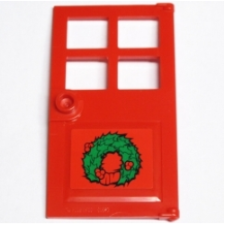 Door 1 x 4 x 6 with 4 Panes and Stud Handle with Green Christmas Wreath Pattern (Sticker) - Set 10229 Door 1 x 4 x 6 with 4 Panes and Stud Handle with Green Christmas Wreath Pattern (Sticker) - Set 10229