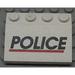 Slope 33 3 x 4 with Black 'POLICE' Red Line Pattern Slope 33 3 x 4 with Black 'POLICE' Red Line Pattern