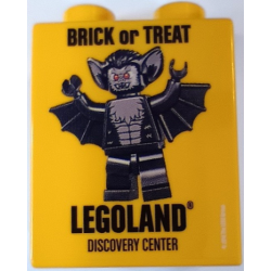 Duplo, Brick 1 x 2 x 2 with Brick or Treat 2014 LEGOLAND Discovery Center Bat Minifigure Pattern Duplo, Brick 1 x 2 x 2 with Brick or Treat 2014 LEGOLAND Discovery Center Bat Minifigure Pattern