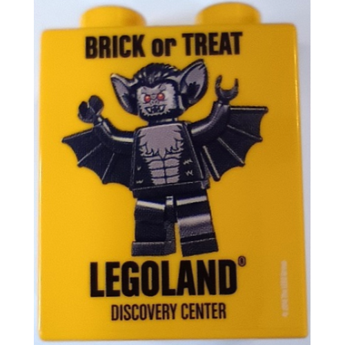 Деталь LEGO 4066pb811 Duplo, Brick 1 x 2 x 2 with Brick or Treat 2014 LEGOLAND Discovery Center Bat Minifigure Pattern