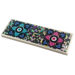 Tile 2 x 6 with Blue, Dark Pink and Medium Azure Directional Arrows and Stars on Holographic Background Pattern (Sticker) - Set 41708