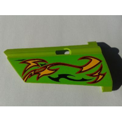 Technic, Panel Fairing #21 Large Long, Small Hole, Side B with Orange and Red Flames on Lime Background Pattern (Sticker) - Set 8649 Technic, Panel Fairing #21 Large Long, Small Hole, Side B with Orange and Red Flames on Lime Background Pattern (Sticker) - Set 8649