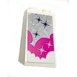 Slope 75 2 x 2 x 3 - Solid Studs with White and Pink Clouds and Stars Pattern (Sticker) - Set 41128 Slope 75 2 x 2 x 3 - Solid Studs with White and Pink Clouds and Stars Pattern (Sticker) - Set 41128