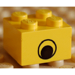 Brick 2 x 2 with Black Eye Centered Pattern on Opposite Sides