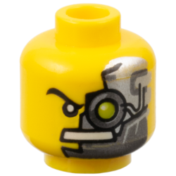Minifigure, Head Alien with Cyborg Eyepiece, Eyebrow Right Side Pattern