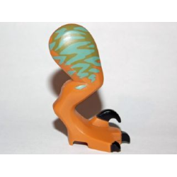 Dinosaur Leg Large (Rear) Raptor Right with Pin with Black Claws and Medium Azure Stripes over Olive Green Pattern