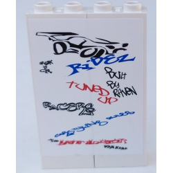 Stickered Assembly 4 x 1 x 5 with 'RACERS' Graffiti Pattern (Sticker) - Set 8681 - 2 Brick 1 x 2 x 5 Stickered Assembly 4 x 1 x 5 with 'RACERS' Graffiti Pattern (Sticker) - Set 8681 - 2 Brick 1 x 2 x 5