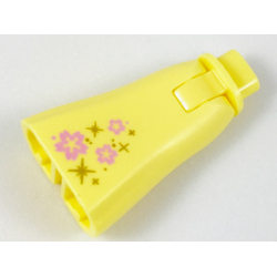 Mini Doll Hips and Skirt Full Length with 3 Bright Pink Flowers and Gold Stars Pattern - Thick Hinge Mini Doll Hips and Skirt Full Length with 3 Bright Pink Flowers and Gold Stars Pattern - Thick Hinge