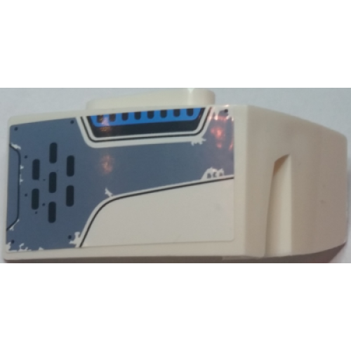 Деталь LEGO 61070pb014 Technic, Panel Car Mudguard Right with Worn Sand Blue Panel with Black Rivets, Curved Lines, and Vent Grilles Pattern (Sticker) - Set 70131