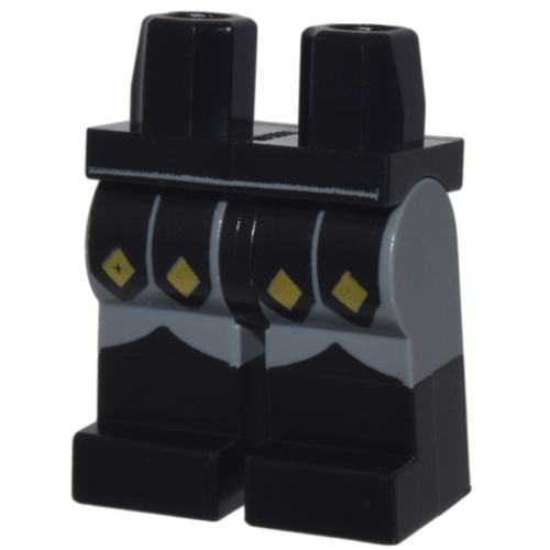 Деталь LEGO 970c85pb31 Hips and Dark Bluish Gray Legs with Molded Black Lower Legs / Boots and Printed Black Armor with Gold Diamonds Pattern