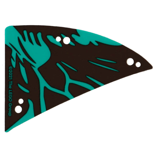 Деталь LEGO 75572pls01d Plastic Part for Set 75572 - Wing Banshee Ikran Right Tailwing with Dark Turquoise and Dark Brown Skin Pattern