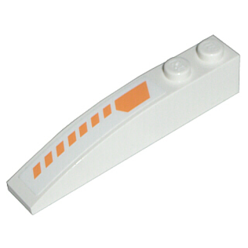 Деталь LEGO 42022pb14L Slope, Curved 6 x 1 with 2 Studs with Orange Stripes Pattern Model Left (Sticker) - Set 7699