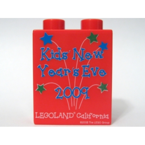 Деталь LEGO 4066pb330 Duplo, Brick 1 x 2 x 2 with Kids' New Year's Eve 2009 Blue Letters Pattern
