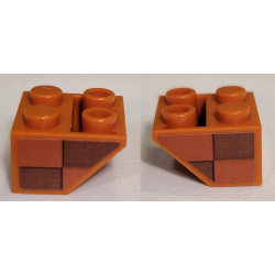 Slope, Inverted 45 2 x 2 with Flat Bottom Pin with Dark Orange and Reddish Brown Checkered Pattern on Both Sides Model Left Side (Stickers) - Set 21331