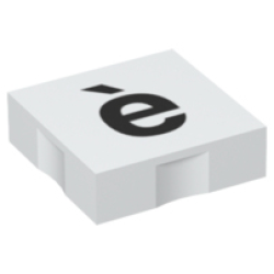 Duplo, Tile 2 x 2 with Black Lowercase Letter e with Grave (è) Pattern Duplo, Tile 2 x 2 with Black Lowercase Letter e with Grave (è) Pattern