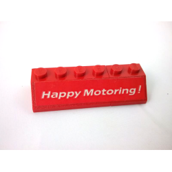 Stickered Assembly 6 x 2 x 1 with 'Happy Motoring !' Pattern Model Left Side (Sticker) - Set 554 - 1 Slope 45 2 x 2, 1 Slope 45 2 x 4 Stickered Assembly 6 x 2 x 1 with 'Happy Motoring !' Pattern Model Left Side (Sticker) - Set 554 - 1 Slope 45 2 x 2, 1 Slope 45 2 x 4