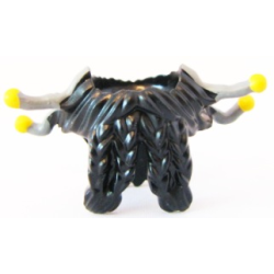 Minifigure Beard, Braided with Hair in Back and Four Gray and Yellow Ends Pattern