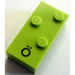 Brick, Braille 2 x 4 with 3 Studs with Black Capital Letter O with Diaeresis (Ö) Pattern (dots-246 ⠪) (German)