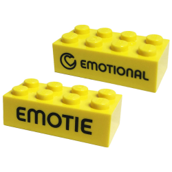 Brick 2 x 4 with Black 'EMOTIONAL' and 'EMOTIE' Pattern on Opposite Sides (Play Day 2019)