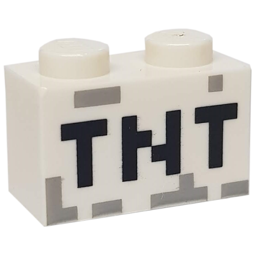 Деталь LEGO 3004pb122 Brick 1 x 2 with Black 'TNT' Pixelated Pattern