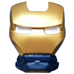 Minifigure, Visor Top Hinge with Gold Face Shield and White Eyes no Outline Pattern