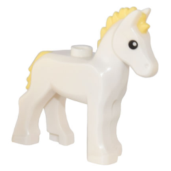 Horse, Foal with Stud on Back with Molded Bright Light Yellow Mane and Tail and Printed Black Eyes Pattern