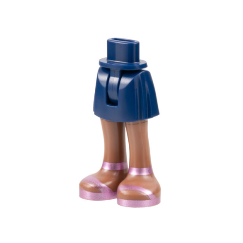 Деталь LEGO 35216ac00pb011 Mini Doll Hips and Skirt with Molded Medium Brown Legs and Printed Metallic Pink Sandals Pattern - Thin Hinge - Dark Blue