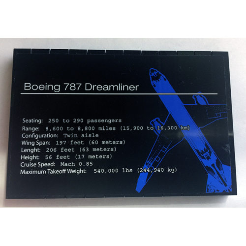 Деталь LEGO BA047pb03 Stickered Assembly 12 x 8 x 2/3 with 'Boeing 787 Dreamliner' Pattern (Sticker) - Set 10177 - 2 Plate 4 x 12, 12 Tile 1 x 8