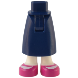 Mini Doll Hips and Skirt Long with Molded White Legs and Printed Magenta Shoes Pattern - Thick Hinge