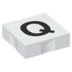 Duplo, Tile 2 x 2 with Black Capital Letter Q Pattern