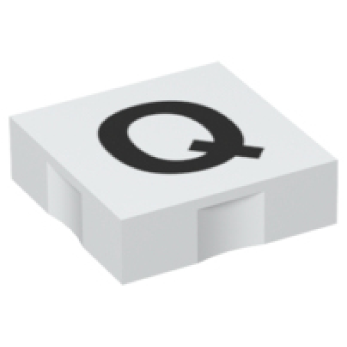 Деталь LEGO 6309pb035 Duplo, Tile 2 x 2 with Black Capital Letter Q Pattern