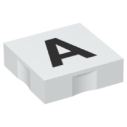 Duplo, Tile 2 x 2 with Black Capital Letter A Pattern