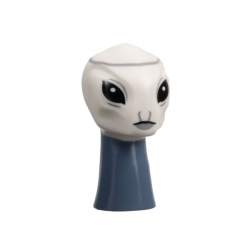 Minifigure, Head, Modified Alien Kaminoan with Dark Bluish Gray Stripe, Black Eyes, Light Bluish Gray Lips, and Sand Blue Neck Pattern