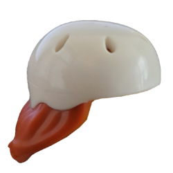 Minifigure, Hair Combo, Hair with Hat, Medium Length with Molded White Bicycle Helmet Pattern (BAM) Minifigure, Hair Combo, Hair with Hat, Medium Length with Molded White Bicycle Helmet Pattern (BAM)