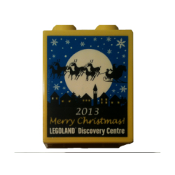 Duplo, Brick 1 x 2 x 2 with LEGOLAND Discovery Centre, '2013 Merry Christmas!', Moon, Snowflakes, Skyline, and Santa's Sleigh with Reindeer Pattern
