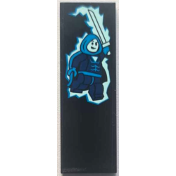 Tile 2 x 6 with Dark Blue and Dark Azure Video Game Minifigure with Light Aqua Katana and Ice Pattern (Sticker) - Set 60388