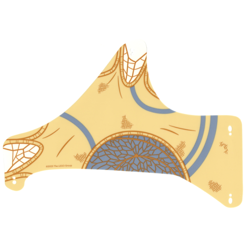 Деталь LEGO 75578pls01a Plastic Part for Set 75578 - Tan Canopy Cover with Dark Orange Web and Thatch, and 4 Medium Blue Stripes Pattern